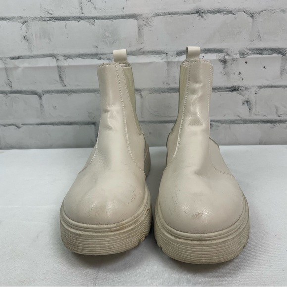Chunky Sole White Ivory Chelsea Ankle Platform Boot - Picture 3 of 6